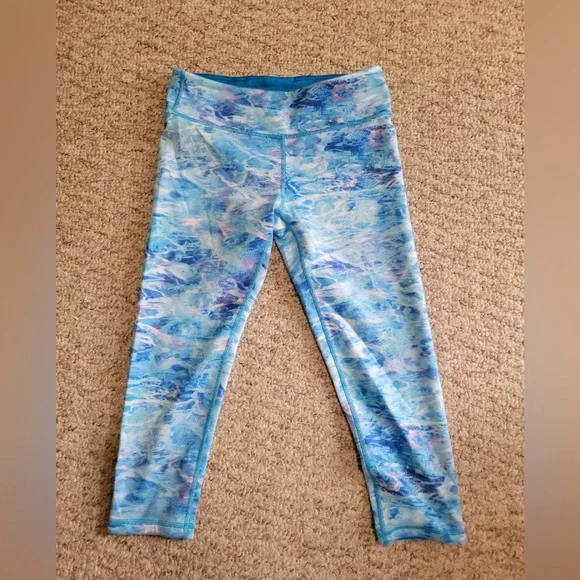 Lululemon Athletica by Iviva Size L /12 Blue Reversible Marble Leggings - Picture 4 of 4